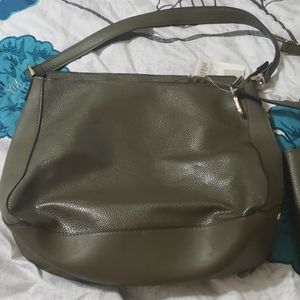Olive green handbag and wallet set